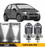 Fiat Punto 2006-2018 Uyumlu Mercekli Far Ampulü Led Xenon Beyaz Şimşek Etkili Led Lamba Uzun Kısa