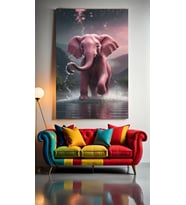 PEMBE FİL Ev Duvar Salon Güzellik Salonu Ofis Dükkan Dekarasyon Kanvas Tablo (Çok Renkli)