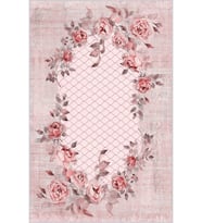 Eliana Home Baskılı, Yıkanabilir Kaymaz Taban Salon Halısı LNA0654 100x150 cm (Pembe)