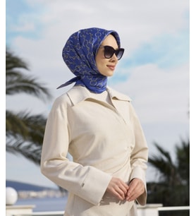 Saf İpek Eşarp 4109D02( Twill İpek) -0531 (Mavi)