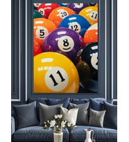 Renkli Bilardo Topları Yakın Dekoratif Kanvas - Mdf Ahşap Tablo