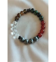 8 MM AKİK, JASPER, ANYOLİT, KRİSTAL KUVARS, HEMATİT DOĞALTAŞ BİLEKLİK
