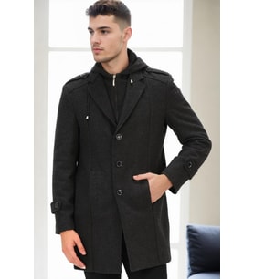 PLT8334 DEWBERRY ERKEK PALTO-AÇIK DESENLİ ANTRASİT