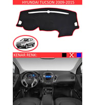 Hyundai Tucson 2009-2015 Için Uygun Torpido Koruma Halısı Siyah Kenar Renk Kırmızı