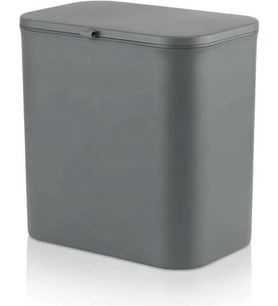 Home Dolap Kapağına Asılabilir 15 Litre Çöp Kovası, Duvara Yapıştırılabilir Çift Tarafa Açılabilir Mutfak Çöp Kutusu, Banyo Çöp Kovası, Kapaklı Asma Çöp Kovası Organizer (Gri)