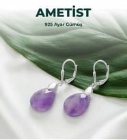 Luxtone Sertifikalı Ametist 925 Ayar Gümüş Küpe Kadın Takı LX0230KP
