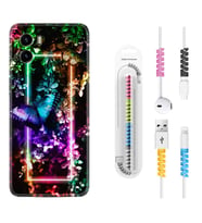 Vivo Y15S Y32 Y33S Y51 Y53S Kılıf Kablo Koruma Spiral Silikon Butterfly Neon 1684