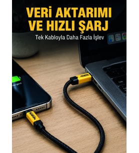 3'Ü 1 Arada Usb Şarj Kablosu 240W Hızlı Şarj Veri Aktarım Kablosu