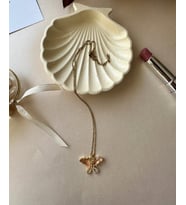 Muray Zirkon Taşlı Mor/Pembe Kelebekli Paslanmaz Çelik Kolye (Kombinlerini hareketlendir!) (Pembe)