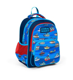 Coral High Kids Lacivert Mavi Gemi Desenli Üç Bölmeli Okul Sırt Çantası 14416