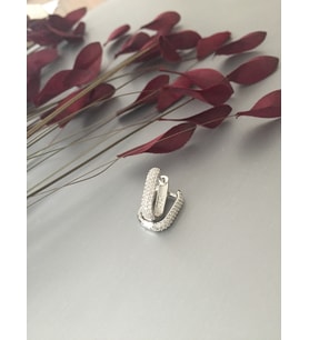 Kadın Gümüş Taşlı Halka Küpe