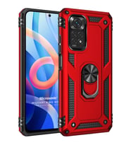 Microsonic Xiaomi Note 11S Kılıf Military Ring Holder Kırmızı