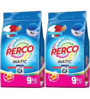 Perco Matik Toz Çamaşır Deterjanı 18KG Beyazlar ve Renkliler Tüm Çamaşırlar (144 Yıkama) (2PK*9KG)