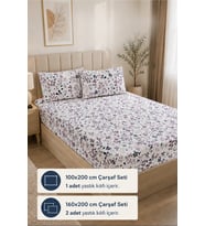 Desenli Lastikli Çarşaf Takımı Fitted Çarşaf ve Yastık Kılıflı Seti Tek-Çift Kişilik