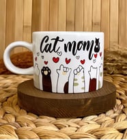 Cat Mom Baskılı Kedi Temalı Porselen Kupa Fincan