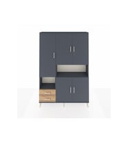 Arges Dolap 10 Raflı 2 Çekmeceli 5 Kapaklı 132x30x195 Antrasit-Antrasit/Çam