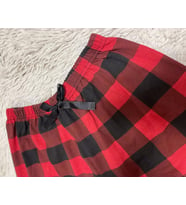 %100 Pamuk Kadın Yüksek Bel Dört Mevsim Şort Pijama Kırmızı Pencere Kare (Kırmızı)