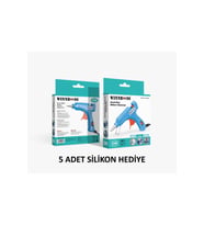 Metal Uçlu-Düğmeli-20W-190C 7.5mm Çapında Ince Sıcak Mum Silikon Tabancası+5 Silikon Hediye