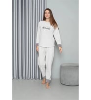 Giyim Polar Kadın Pijama Takımı Ekru