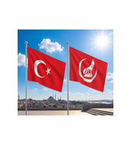 TRY Raşel Kumaş Bayrak ve Türkiye Cumhuriyeti Alpaka Kumaş Bayrak 2'li set 100x150 Cm