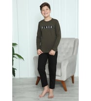 Erkek Çocuk Penye Pijama Takım Haki