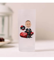 Kırmızı Spor Otomobil ve Ben Karikatürlü Rakı Bardağı 2’li Set