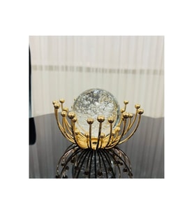 Kristal Metal Yuvarlak Ahtapot Küre Obje (Gold)