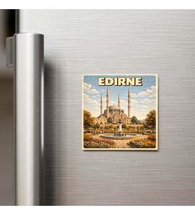 Edirne Şehri - Pop-Art Travel - 9x9 cm Buzdolap Magneti