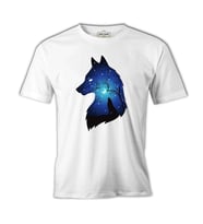 Wolfs at Night Beyaz Erkek Tshirt