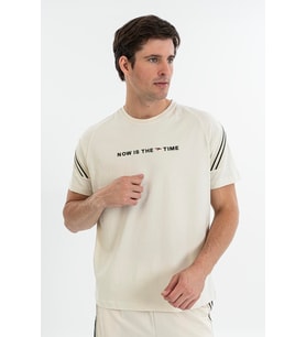 Maraton Comfort Erkek Bisiklet Yaka  Taş- T-shirt