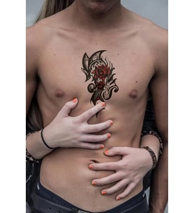 Caş Dekorasyon Büyük Boy Tribal Gül Geçici Dövme Tattoo