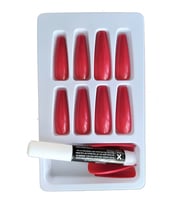 shushu 12 Li tırnak + yapıştırıcı Yeni Sezon  Şeker Renkler (KIRMIZI )