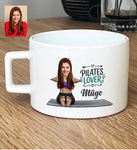 Kişiye Özel Karikatürlü Pilates Lover Lüks Fincan Doğum Günü Hediyesi