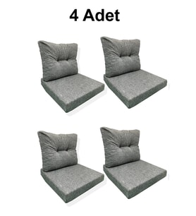 4 Adet Bahçe Balkon Mobilyası Minderi gri(4 ADET MİNDER, 4 ADET KIRLENT)