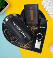 Kişiye Özel Premium Kalp Kutu Termos Kulplu Bardak Metal Mekanizmalı Cüzdan Lüx Anahtarlık Zippo Metal Çakmak Hediye Set