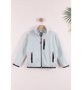 Monox Çocuk Lastik Manşetli Fermuarlı 3 Cepli Unisex Polar Ceket (Su Yeşili)
