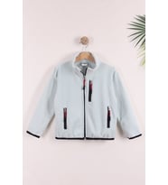 Monox Çocuk Lastik Manşetli Fermuarlı 3 Cepli Unisex Polar Ceket (Su Yeşili)