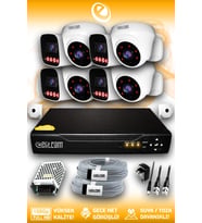 Elitcam 8 Kameralı Zebra 4 İç Kamera Set HDD'siz 5 MP Full HD Gece Görüşlü Güvenlik Kamerası Sistemi
