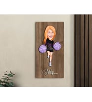 BK Gift Kişiye Özel Ponpon Kız Karikatürlü Kabartma Figürlü Ahşap Tablo-1, Arkadaşa Hediye, Sevgiliye Hediye, Duvar Dekoru