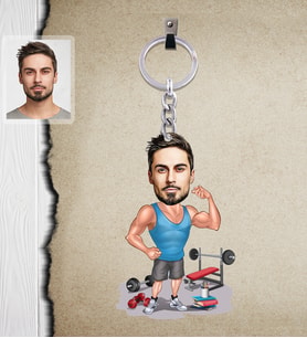 Kişiye Özel Sporcu Karikatürlü  Ahşap Anahtarlık Bay-8-Eco