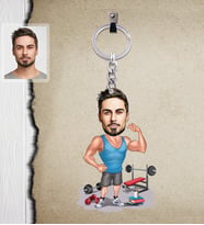 Kişiye Özel Sporcu Karikatürlü  Ahşap Anahtarlık Bay-8-Eco