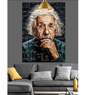 Albert Einstein ünlü portresi Dekoratif Kanvas - Mdf Ahşap Tablo