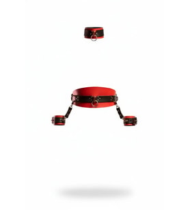 Mulvxbrf Brf02 Kırmızı Siyah Harness Takım Deri Yaka Ve Kelepçe Detaylı - Brf1263 (Mulvix)