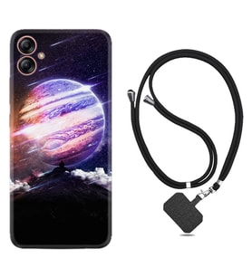 Samsung Galaxy A04E Kılıf Silikon Boyun Askılı İpli Desenli Silikon Super Planet 1797