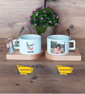 Harika Anne Kupa Bardak Ahşap Altlıklı Kısa Fotoğraflı Anneler Günü Doğum Günü Hediyesi