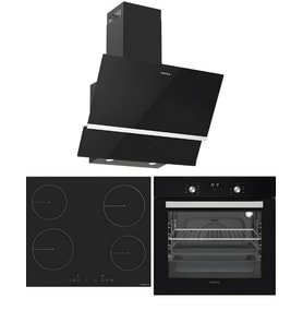 Hafele Siyah Ankastre Set 6 (Vetro Ocak + Luce Fırın + Luce Davlumbaz)