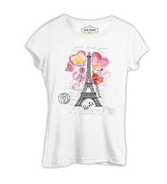 Paris - L'amour Beyaz Kadın Tshirt