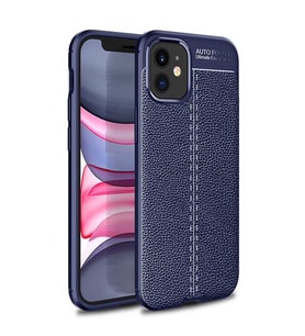 Apple iPhone 12 Kılıf Esnek Pu-Deri Leather-Pu Serisi Protected Case (Lacivert)
