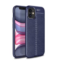 Apple iPhone 12 Kılıf Esnek Pu-Deri Leather-Pu Serisi Protected Case (Lacivert)