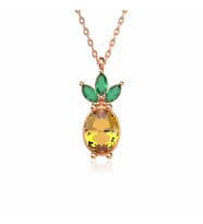 Taşlı Ananas Rose Gümüş Kolye